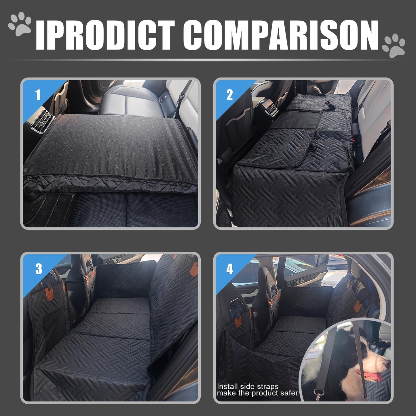 BIKAEIK Back Seat Extender for Dogs, Dog Car Seat Cover with Hard Bottom,Dog Hammock for Car Backseat Protector Waterproof Dog Car Seat Bed with Mesh Window for Cars,Trucks,SUVs